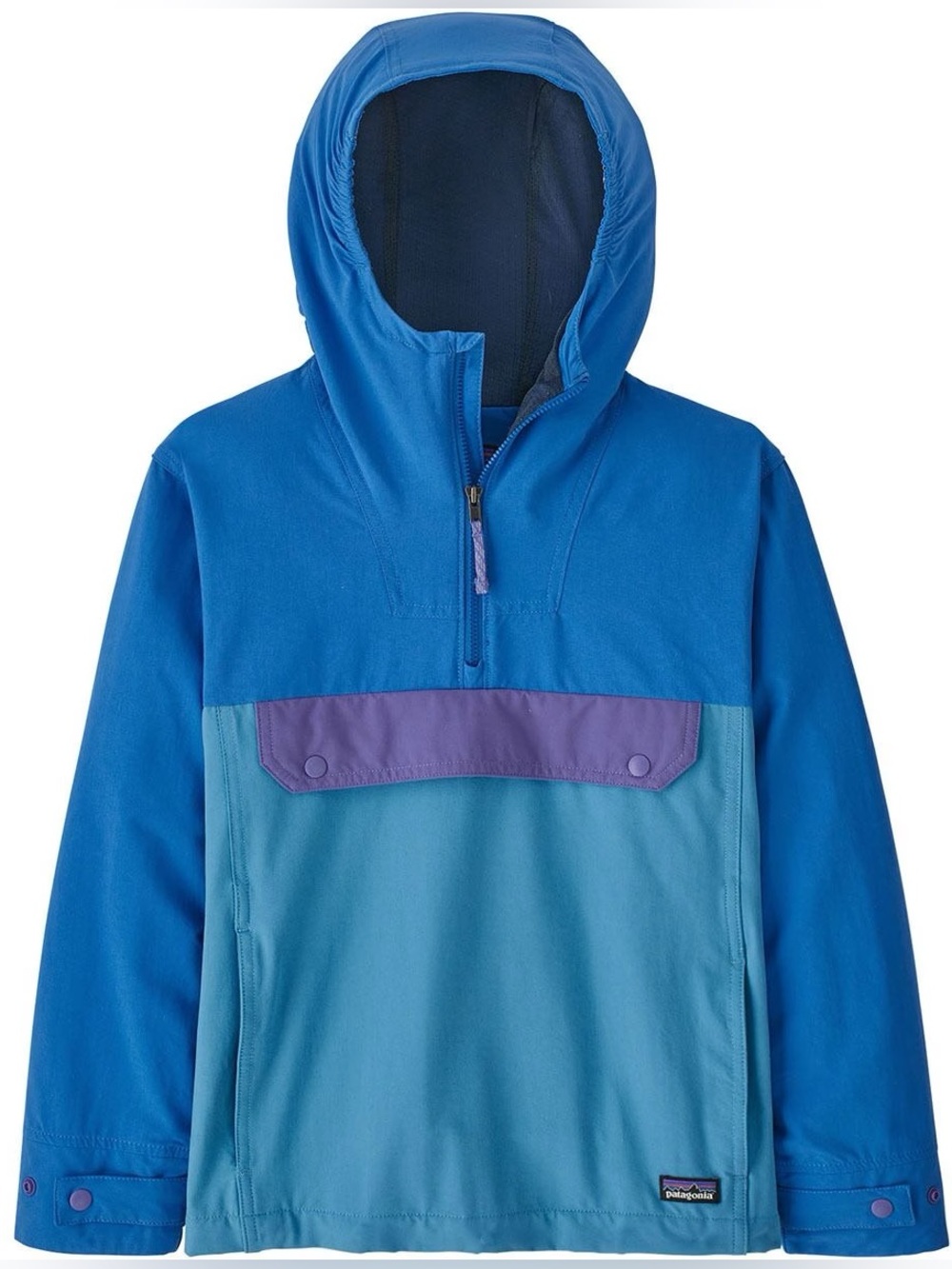NWT Patagonia Kids Isthmus Anorak Hooded Jacket Blue Purple Size XL 14 40+ UPF